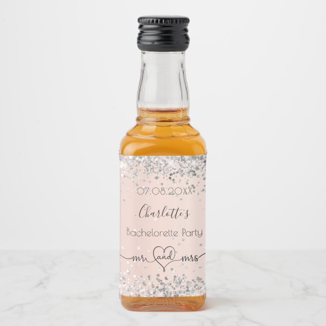 Bachelorette Party ro guld silver glitter Spritflaskor Etikett (Framsida)