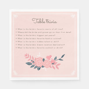 Bachelorette Party rosa bord trivia Pappersservett