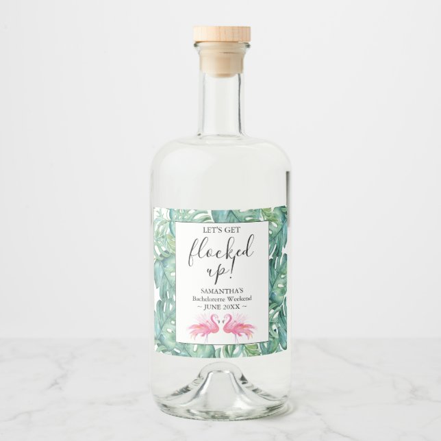 Bachelorette Party Rosa Flaming Spritflaskor Etikett (Framsida)