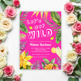 Bachelorette Party Rosa Girly Roligt Tropical Inbjudningar