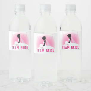 Bachelorette Party Rosa silhouette Team bride Vattenflaskor Etikett