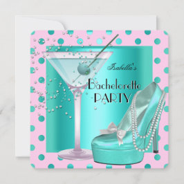 Bachelorette Party Rosa Teal Blue Turcos Inbjudningar