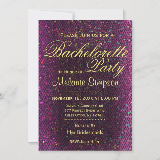 Bachelorette Party | SHOCK ROSA GLITTER Inbjudningar (Framsida)