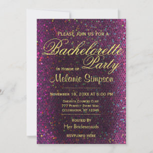 Bachelorette Party   SHOCK ROSA GLITTER Inbjudningar