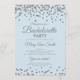 Bachelorette Party Silver Glitter confetti Ice Blu Inbjudningar