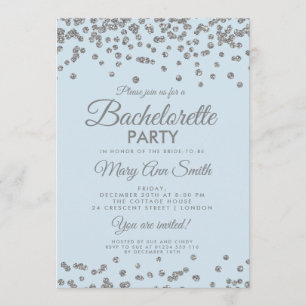 Bachelorette Party Silver Glitter confetti Ice Blu Inbjudningar
