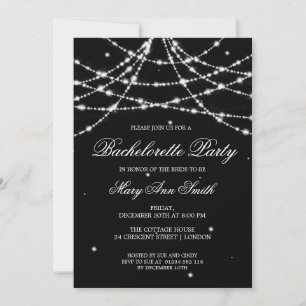 Bachelorette Party Sparkling String Black Inbjudningar
