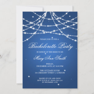 Bachelorette Party Sparkling String Blue Inbjudningar