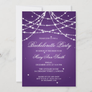 Bachelorette Party Sparkling String Lila Inbjudningar