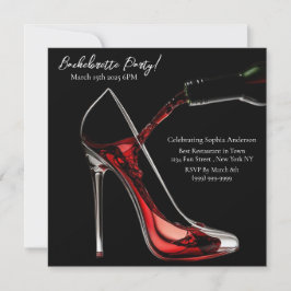 Bachelorette Party-Stiletto med Vin Inbjudningar