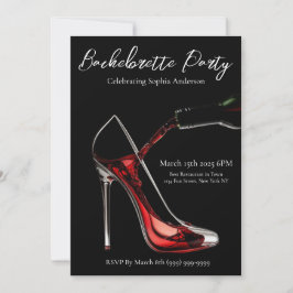 Bachelorette Party-Stiletto med Vin Inbjudningar