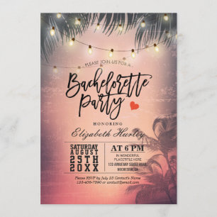 Bachelorette Party Summer Beach Handflatan Träd Lj Inbjudningar