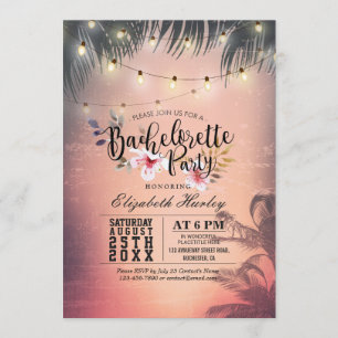 Bachelorette Party Summer Beach Handflatan Träd Lj Inbjudningar