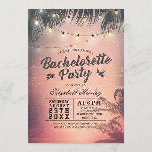 Bachelorette Party Summer Beach Handflatan Träd Lj Inbjudningar