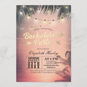 Bachelorette Party Summer Beach Handflatan Träd Lj Inbjudningar