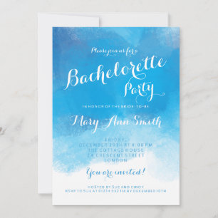 Bachelorette Party Summer Blue Watercolor Inbjudningar