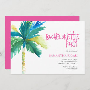 Bachelorette Party Watercolor Tropical Handflatan  Inbjudningar