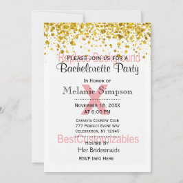 Bachelorette Party with Guld confetti template Inbjudningar