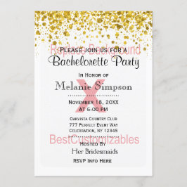 Bachelorette Party with Guld confetti template Inbjudningar