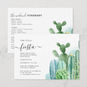Bachelorette Party with Itinerary Cacti Succulents Inbjudningar