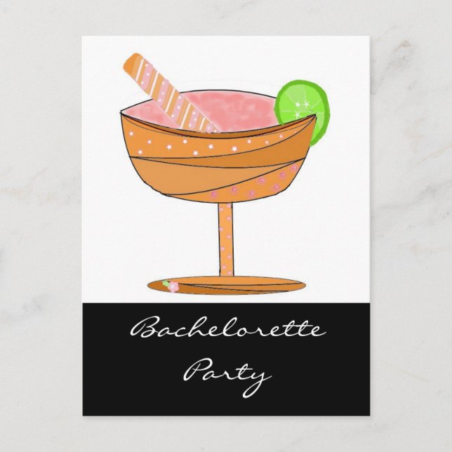 Bachelorette Party with Rosa Finare Drink Inbjudan Vykort (Framsida)