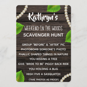 Bachelorette Party Woodsy Scavenger Hunt Inbjudningar