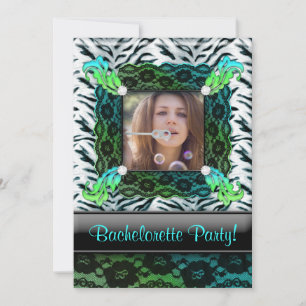 Bachelorette Party Zebra Juvelry Photo Inbjudan BG