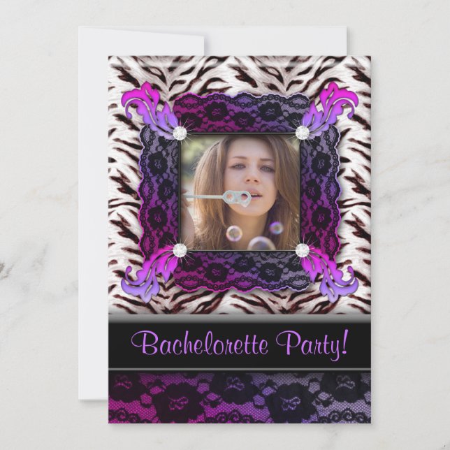 Bachelorette Party Zebra Juvelry Photo Inbjudan Pu (Framsida)