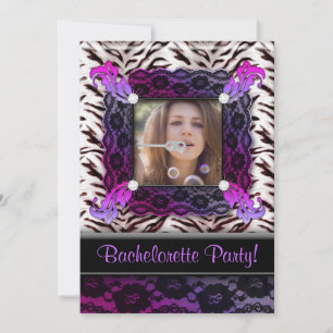 Bachelorette Party Zebra Juvelry Photo Inbjudan Pu