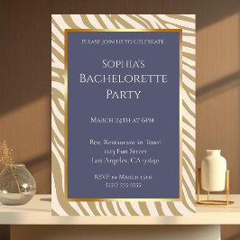 Bachelorette Party-Zebra tryck-Beige- Inbjudningar