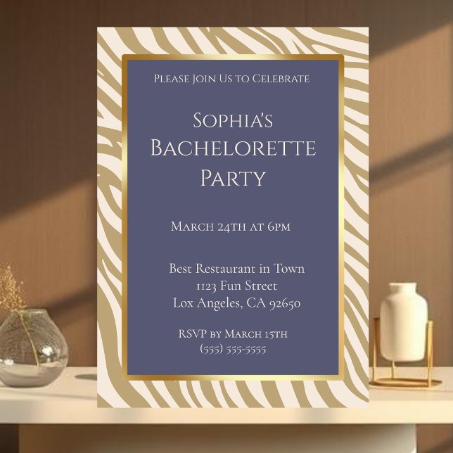 Bachelorette Party-Zebra tryck-Beige- Inbjudningar (Bachelorette Party-Zebra Print-Beige- Invitation)