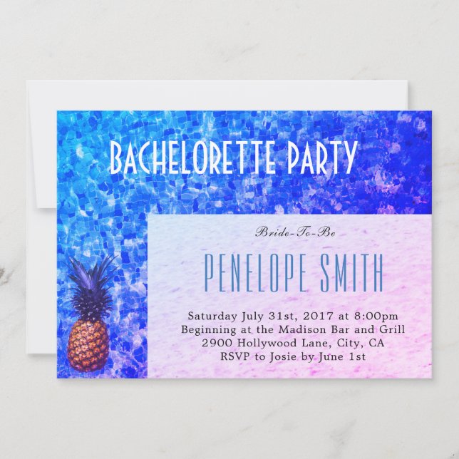 Bachelorette partyinbjudan - bassäng/Themed sommar Inbjudningar (Framsida)