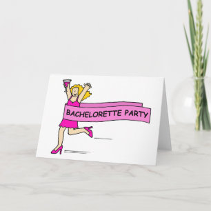 Bachelorette partyinbjudan, dam i Pink. Inbjudan