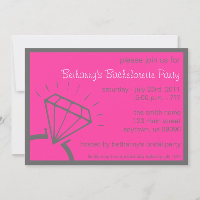 Bachelorette partyinbjudan (diamantringrosor) inbjudningar (Framsida)