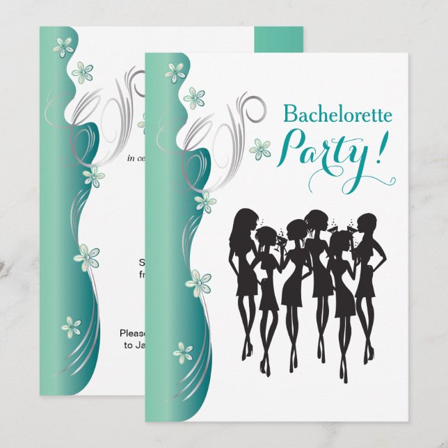 Bachelorette partyinbjudan - Jade Inbjudningar (Fram/baksida)