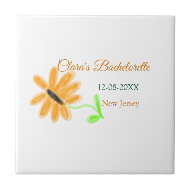 Bachelorette-partyt lägg till namn datum ställe so kakelplatta (Framsidan)