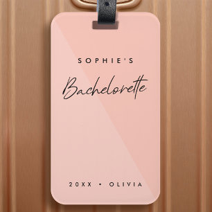 Bachelorette Peach Rosa Minimalistisk modern pas Bagagebricka
