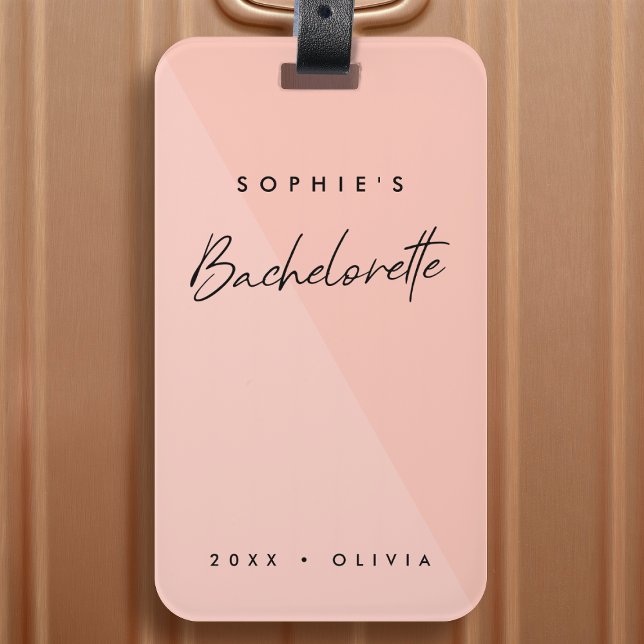 Bachelorette Peach Rosa | Minimalistisk modern pas Bagagebricka (Skapare uppladdad)