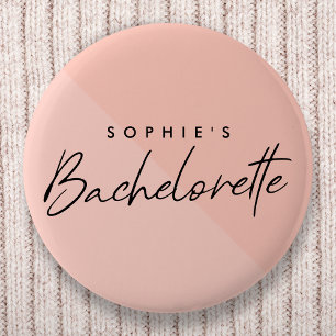Bachelorette Peach Rosa Minimalistisk Pastel Knapp