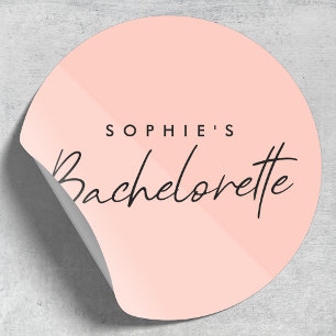 Bachelorette Peach Rosa Minimalistisk Pastel Runt Klistermärke