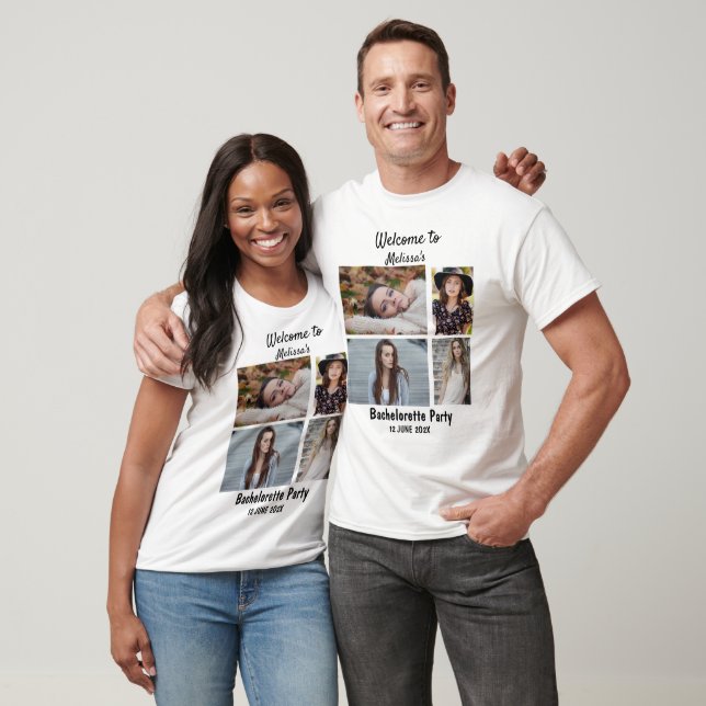 Bachelorette Personlig 4 Photo Collage T Shirt (Unisex)