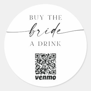 Bachelorette QR-kod Köp Bride A Drink Classic Runt Klistermärke