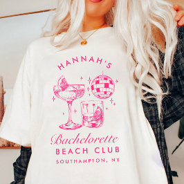 Bachelorette Retro Disco Cocktail Blue & Rosa T Shirt