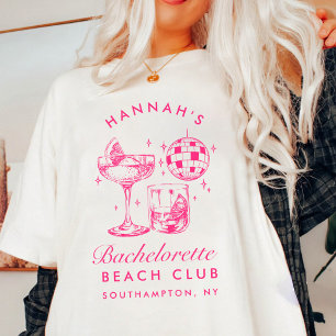 Bachelorette Retro Disco Cocktail Blue & Rosa T Shirt