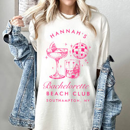 Bachelorette Retro Disco Cocktail Blue & Rosa T Shirt