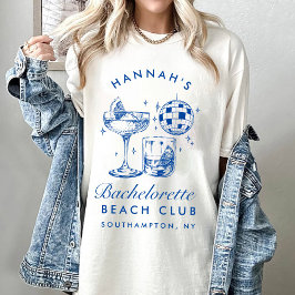 Bachelorette Retro Disco Cocktail Blue & Rosa T Shirt