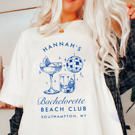 Bachelorette Retro Disco Cocktail Blue & Rosa T Shirt