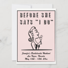 Bachelorette Retro Rosa Bridesmaid Party Inbjudningar