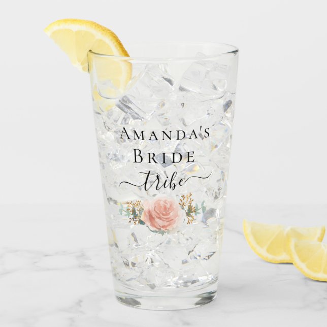 Bachelorette ro guld blommigt bride stam party glaskopp (Framsida Ice)