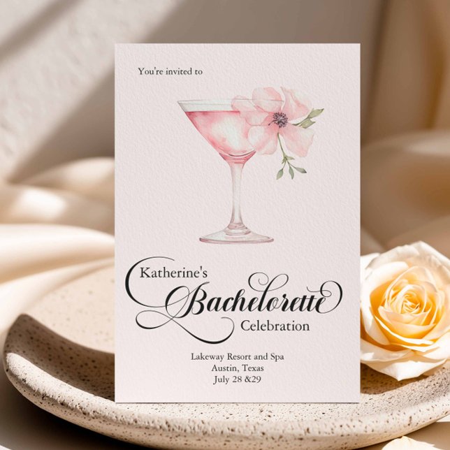 Bachelorette Rosa Blommigt Cocktail Spa Resa Inbjudningar (Skapare uppladdad)